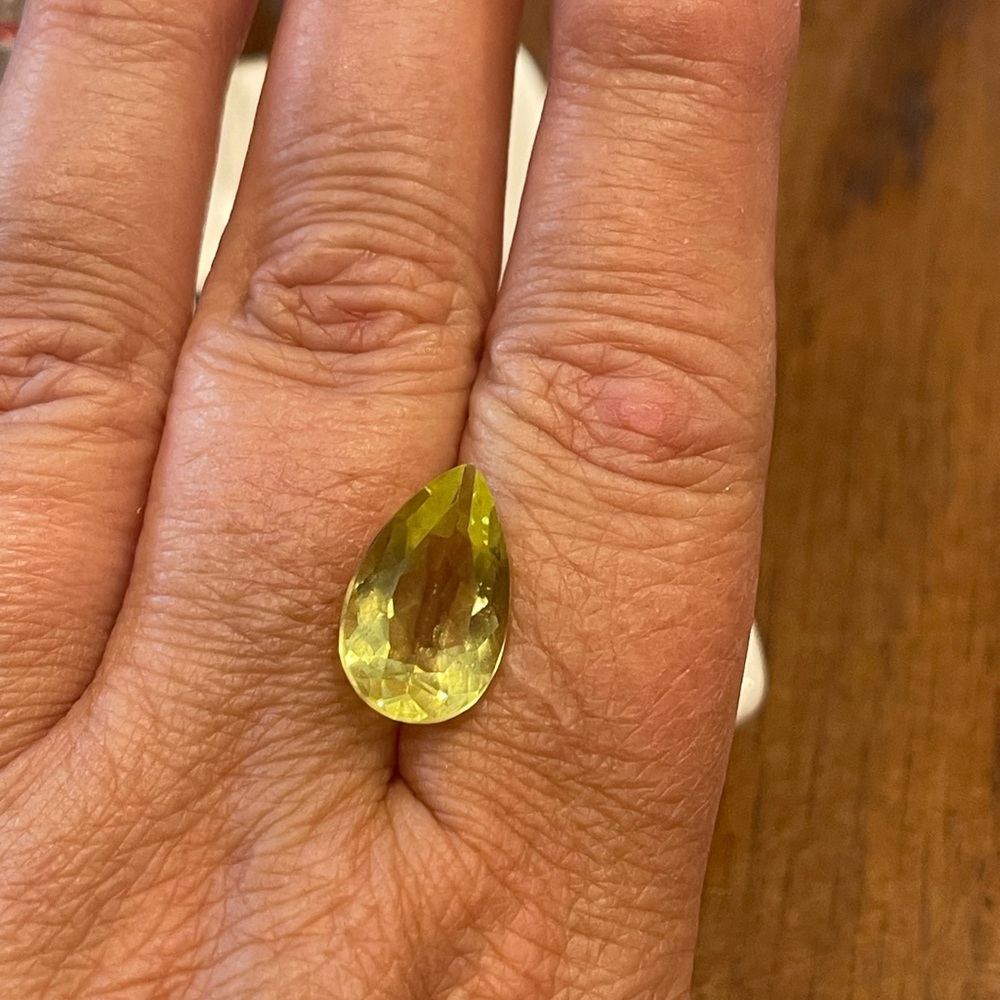 Large man made citrine stone pear shaped